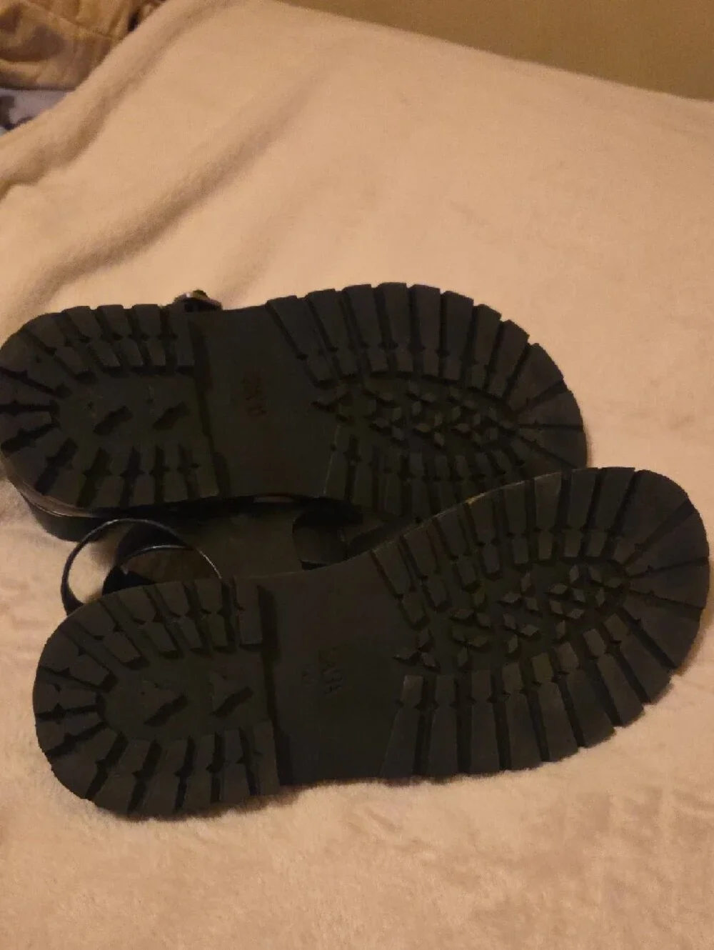 Zara Black Leather Buckle Gladiator Sandals, Sz 11 - Picture 4 of 5